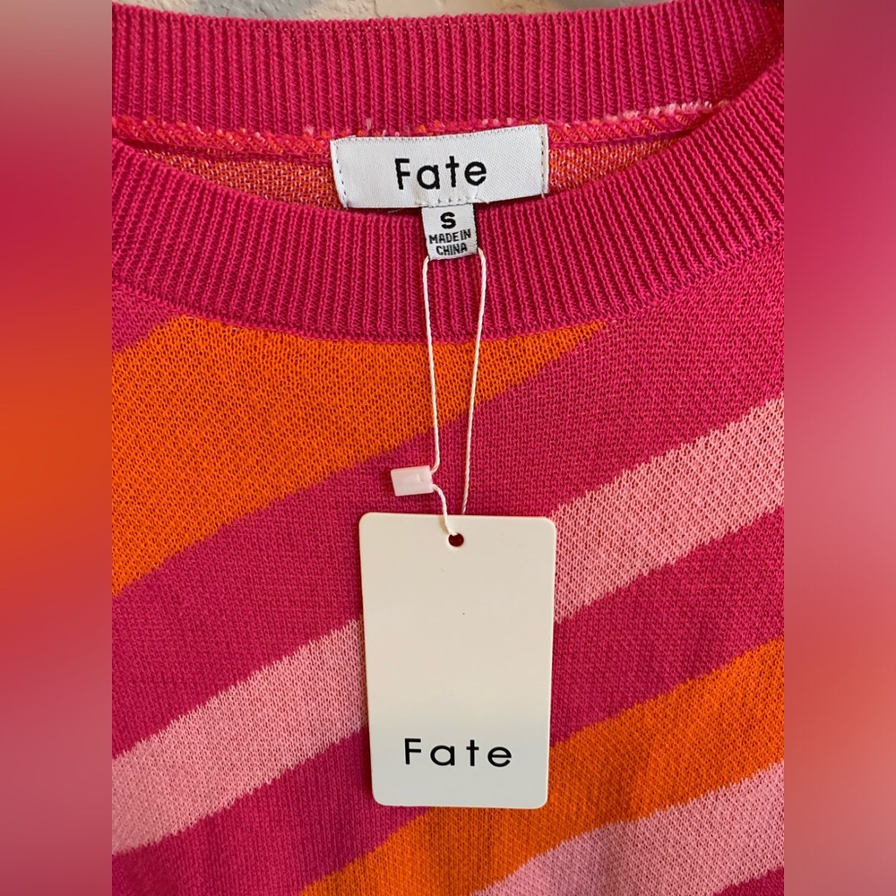 Fate Pink, Hot Pink & Orange Striped Knit Top - Picture 3 of 16